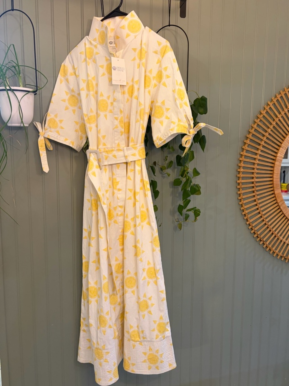 Sunny Motif Maxi Dress in Yellow and Cream